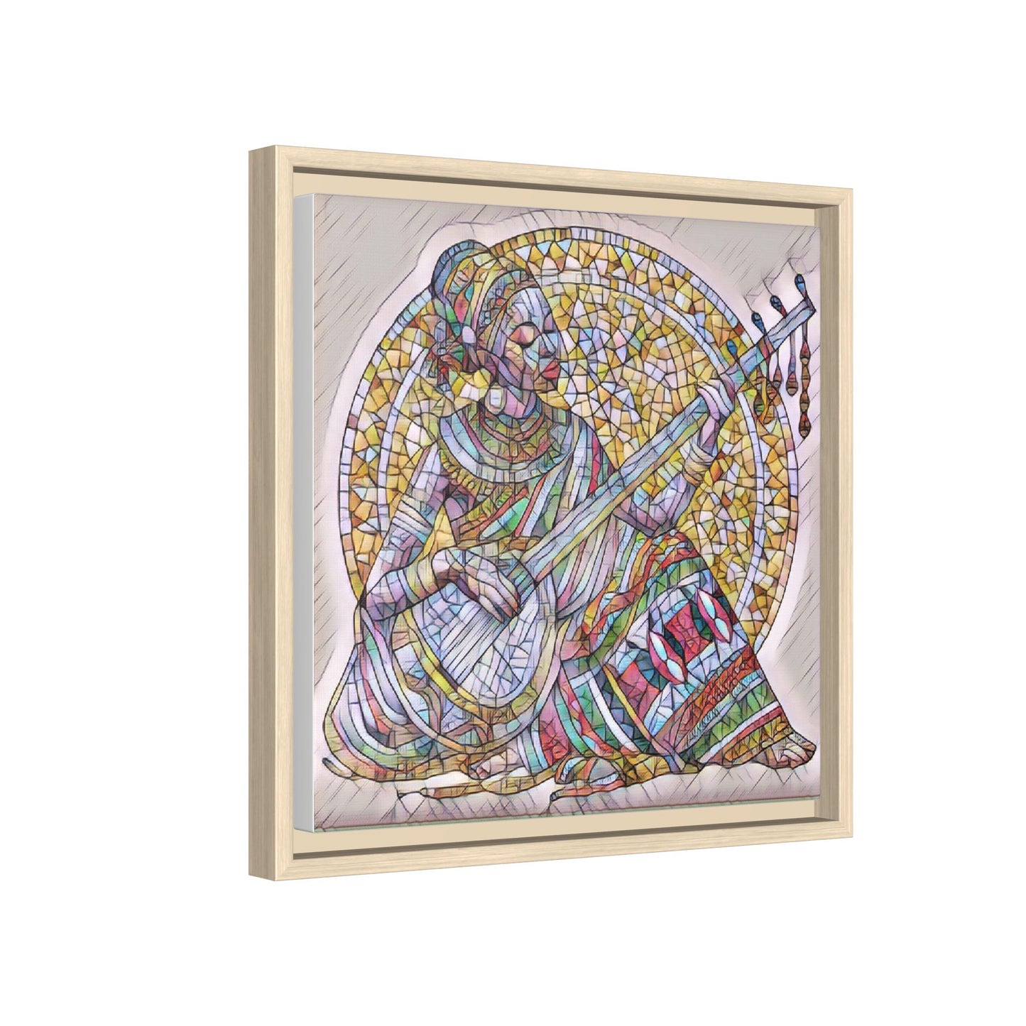 Framed Canvas Art - Colorful Mosaic Musician Wall Decor