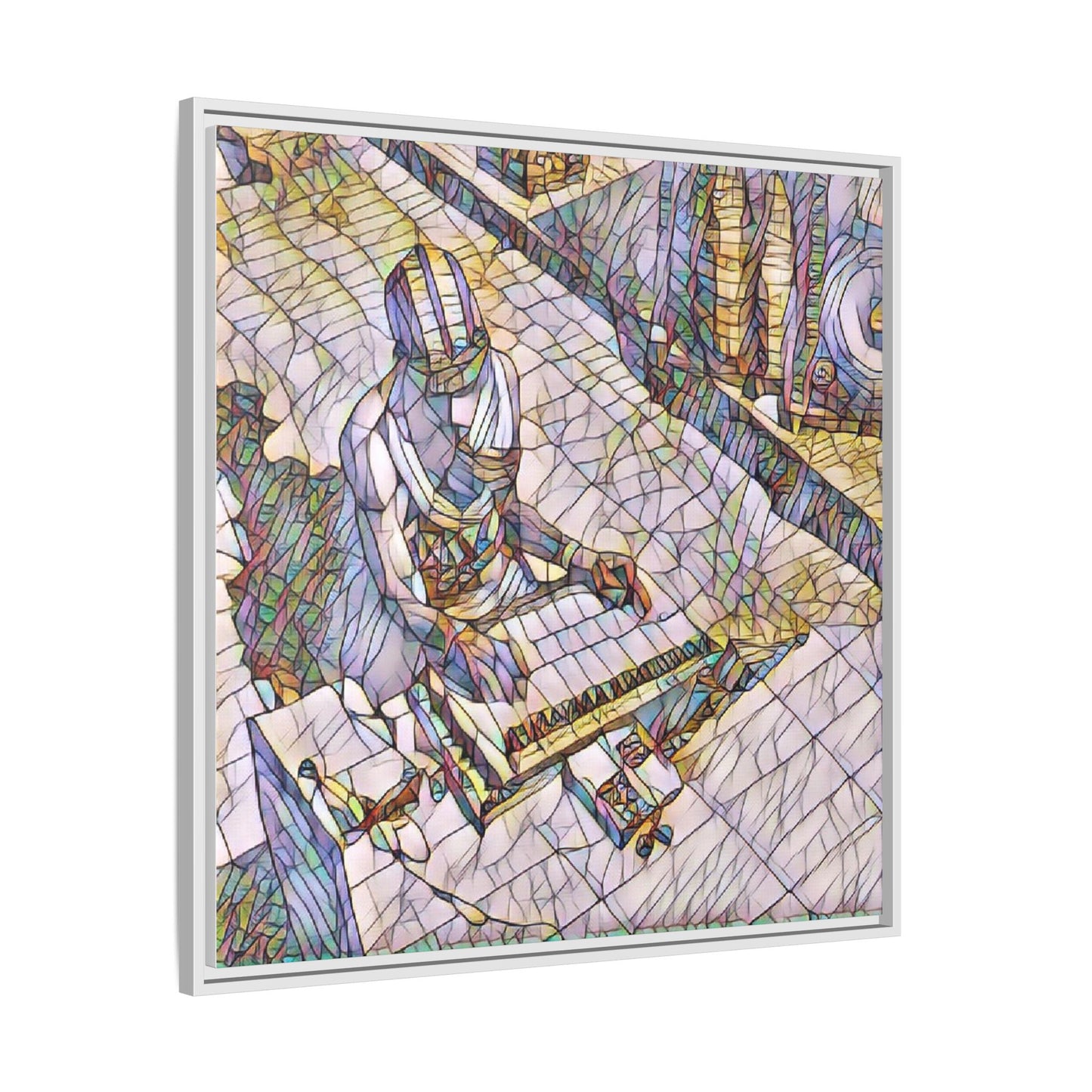 Abstract DJ Skateboarder Matte Framed Canvas – Colorful Urban Music Art Print