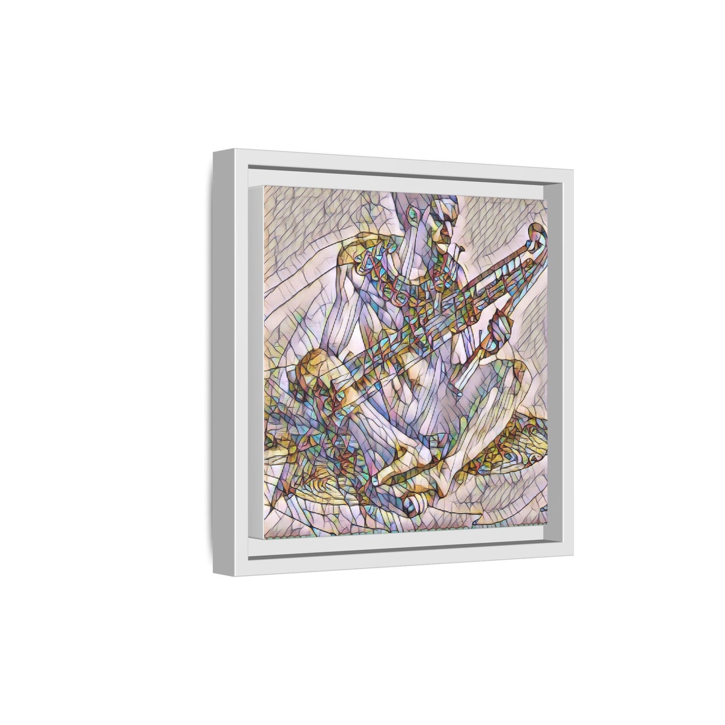 Framed Abstract Musician Canvas Art — Multicolor Modern Wall Decor