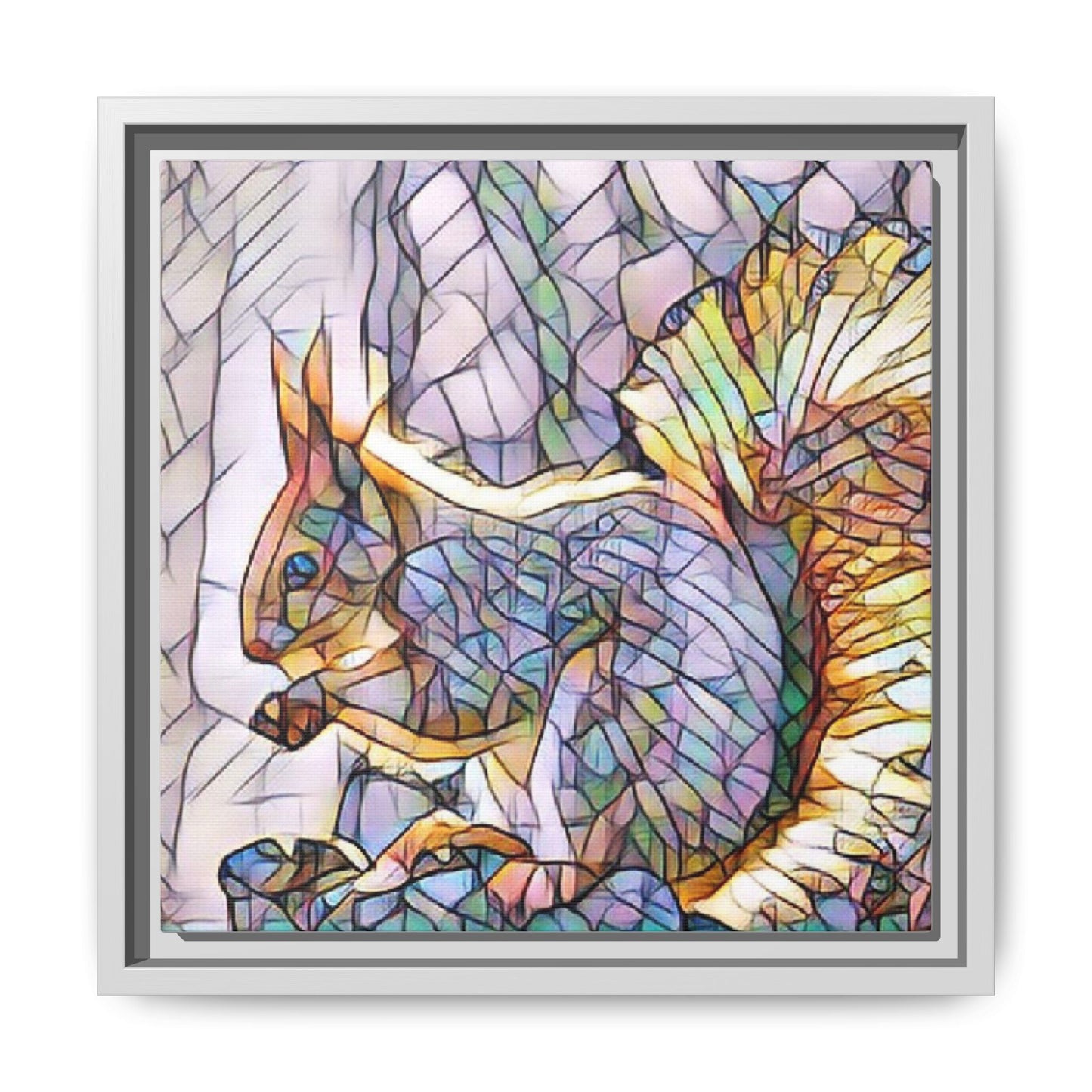 Framed Squirrel Mosaic Matte Canvas Wall Art