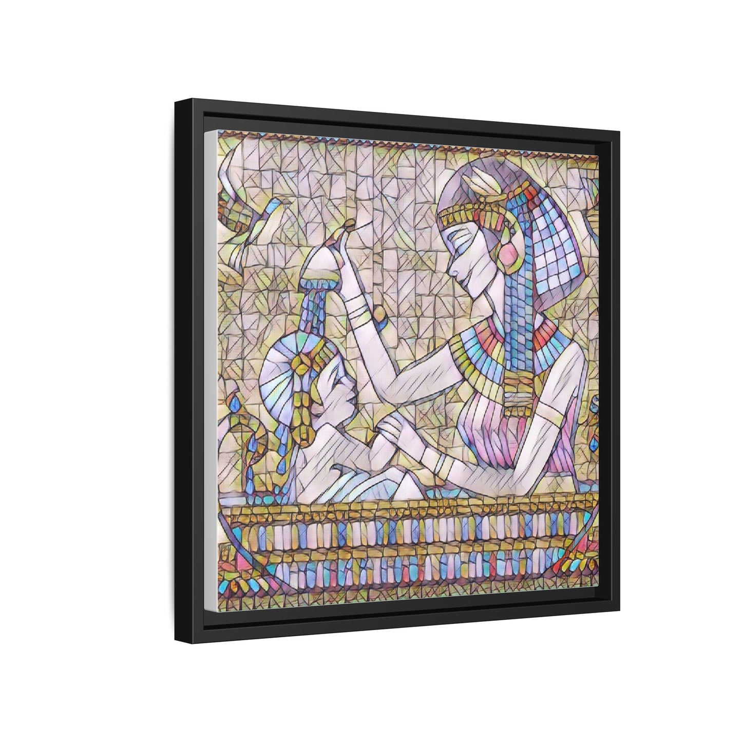 Egyptian Mosaic Mother & Child Framed Matte Canvas