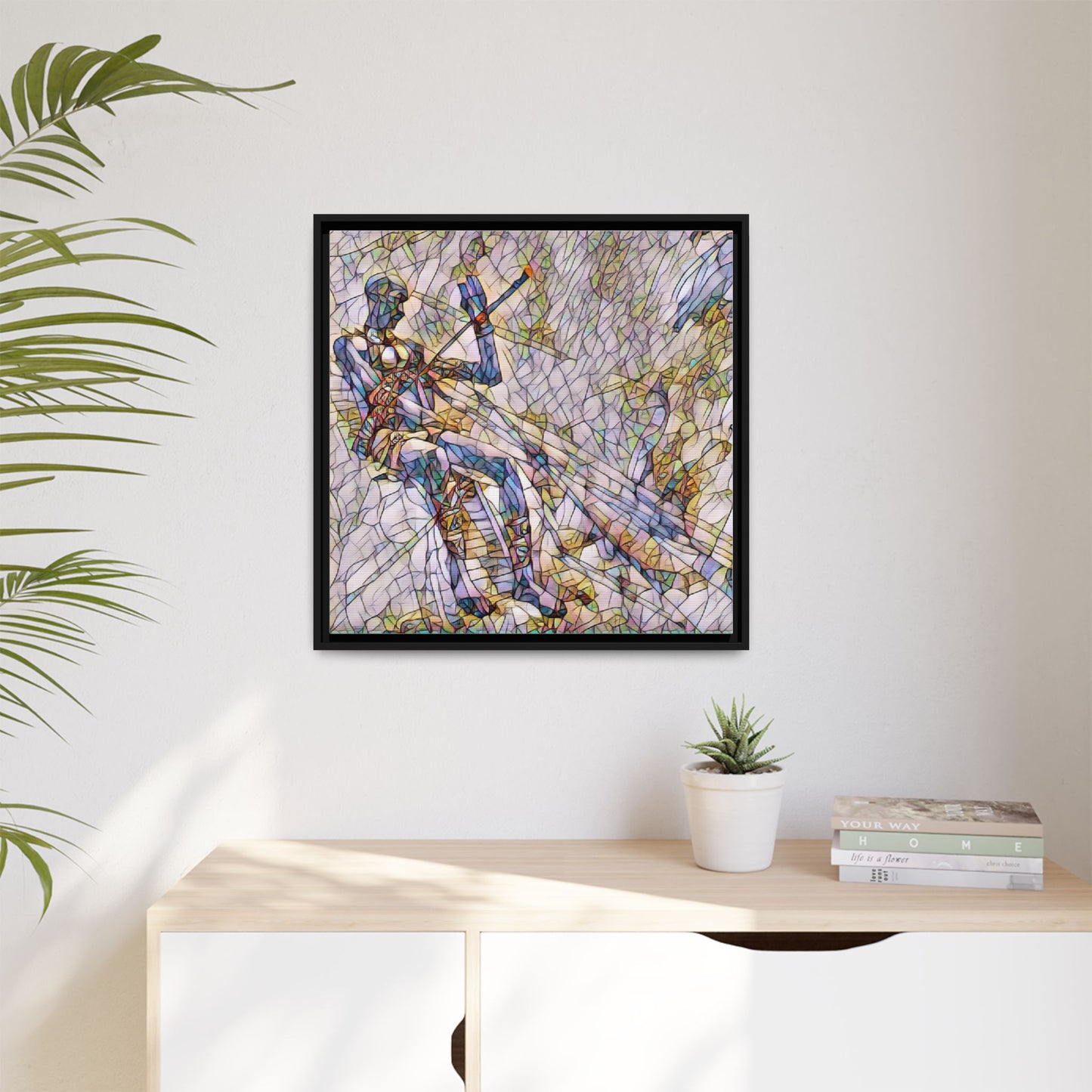 Abstract Stained-Glass Warrior Framed Canvas