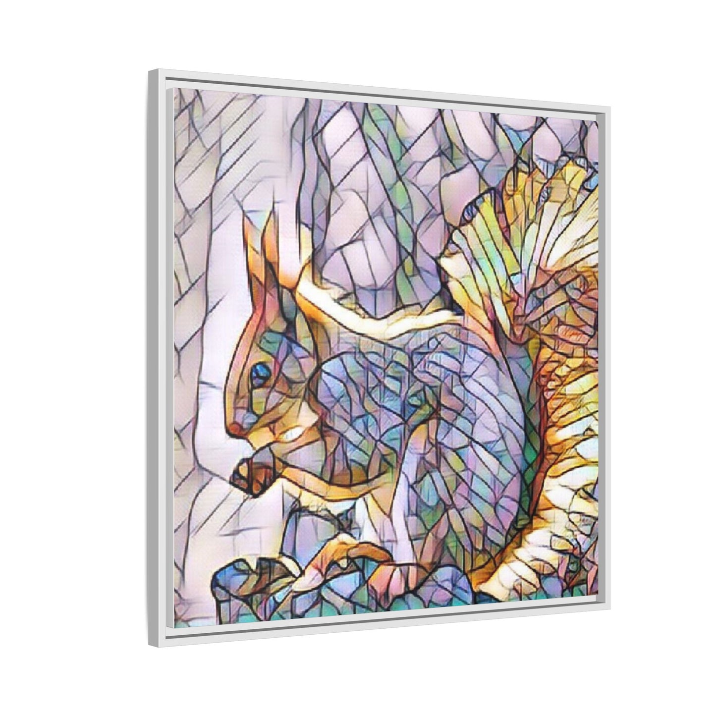 Framed Squirrel Mosaic Matte Canvas Wall Art