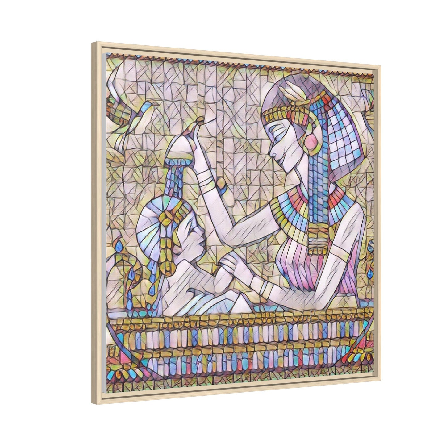 Egyptian Mosaic Mother & Child Framed Matte Canvas