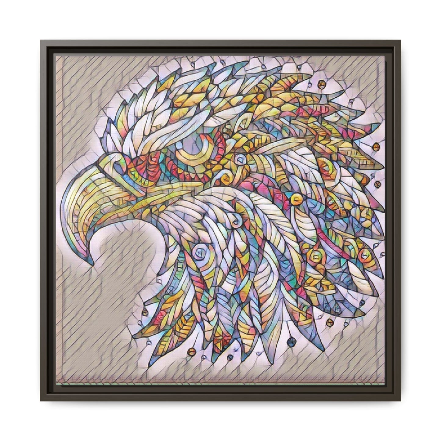 Colorful Eagle Head Matte Framed Canvas Art