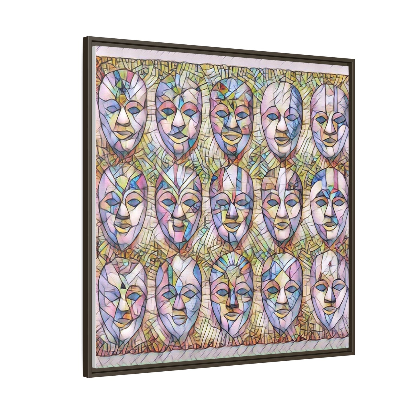 Abstract Mask Art Matte Canvas Print — Framed Multicolor Wall Art