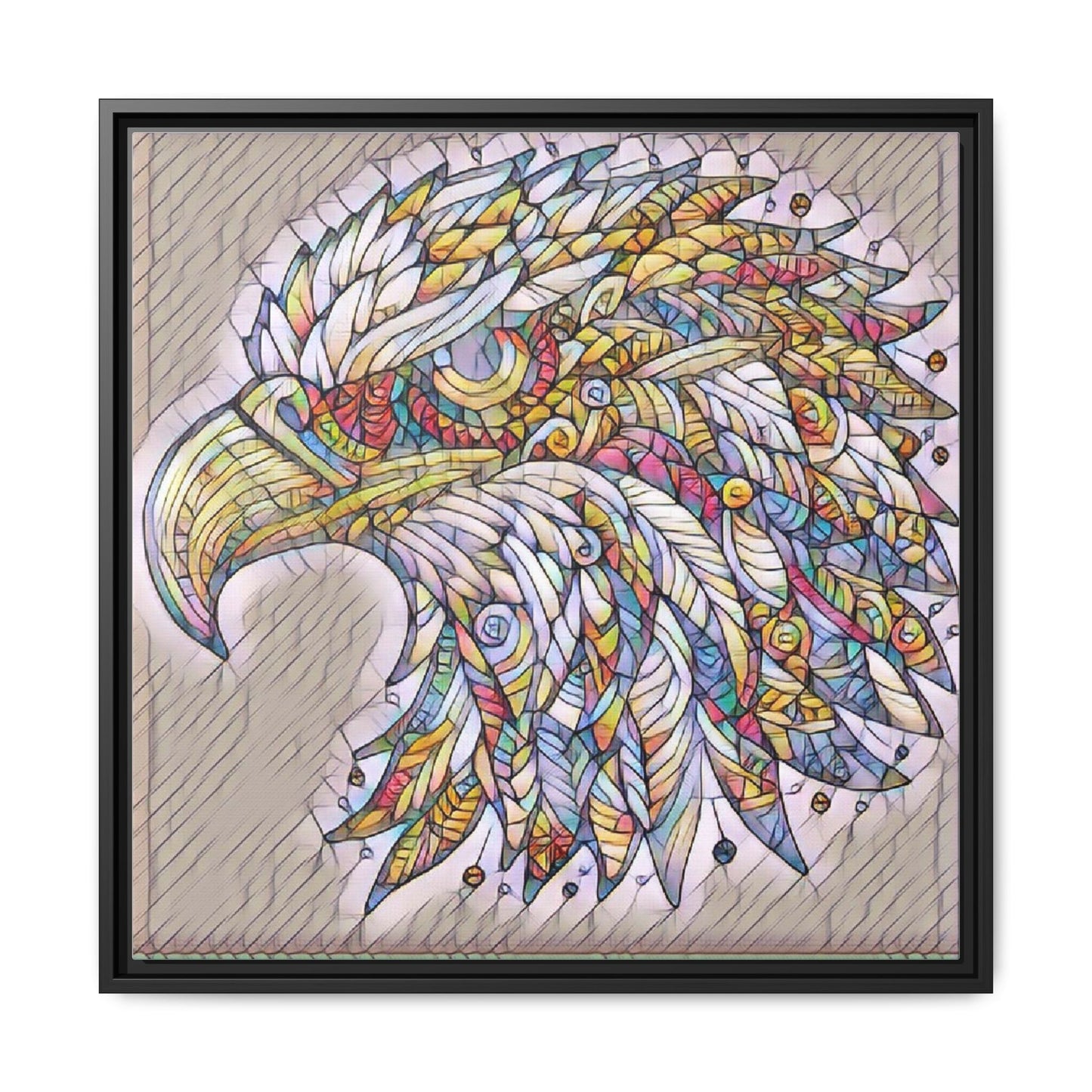 Colorful Eagle Head Matte Framed Canvas Art