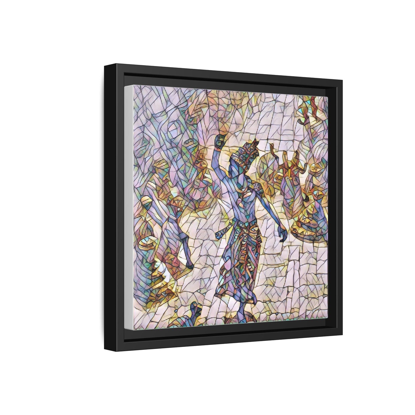 Framed Canvas Art — Colorful Mosaic Krishna Dance Print