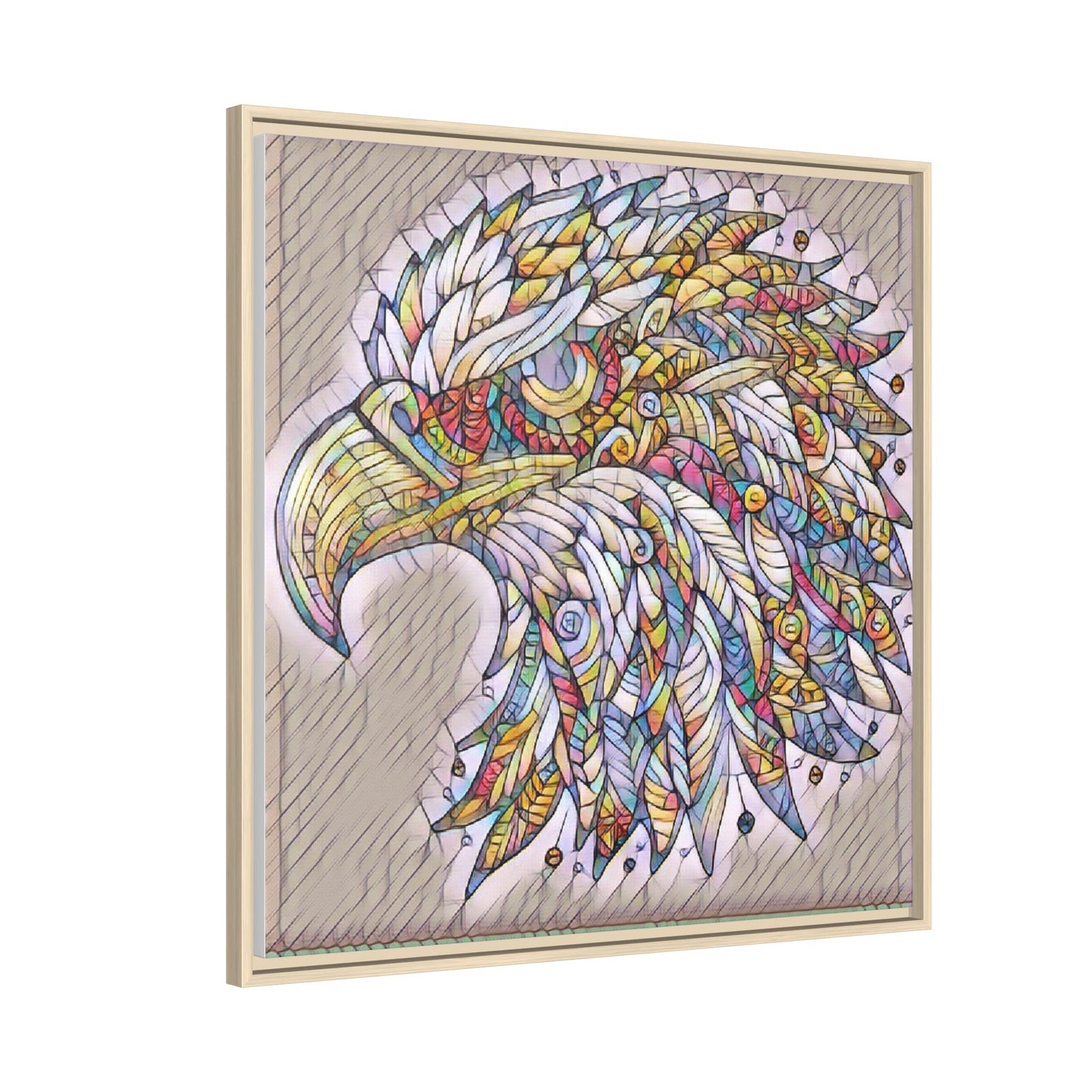 Colorful Eagle Head Matte Framed Canvas Art