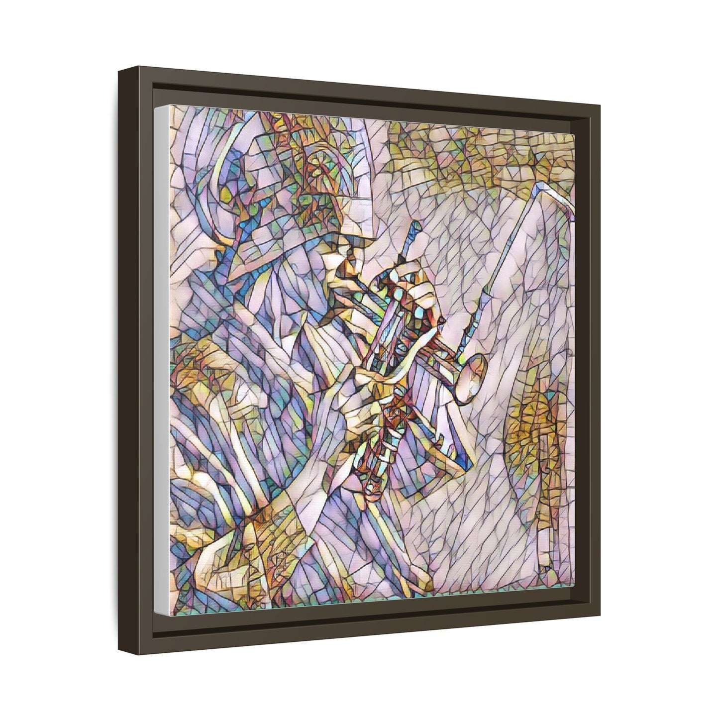 Framed Abstract Trumpet Player Matte Canvas Art
