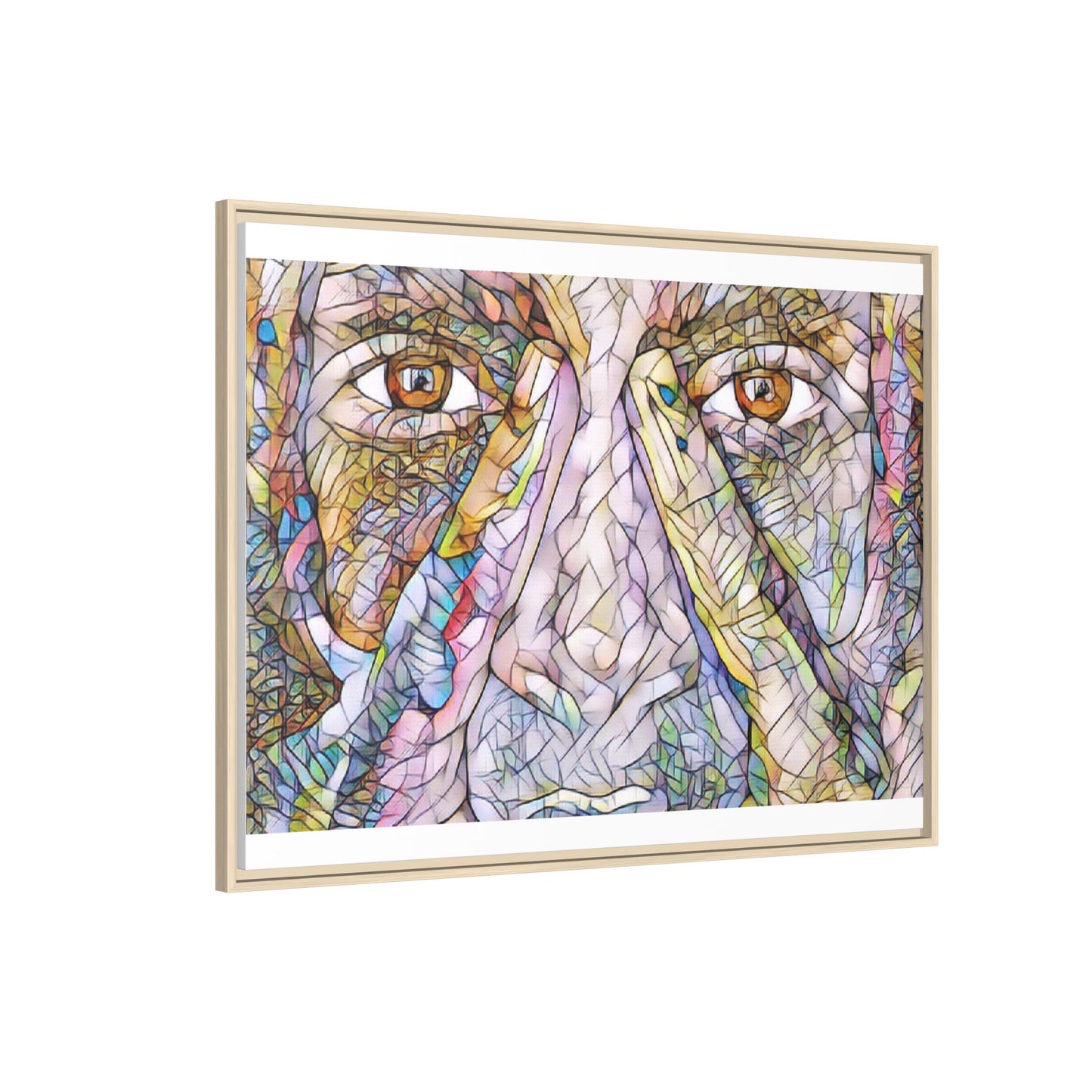 Abstract Stained-Glass Face Matte Canvas Framed Wall Art