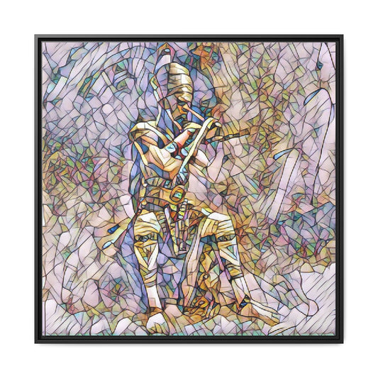Framed Matte Canvas - Stained Glass Knight Artwork