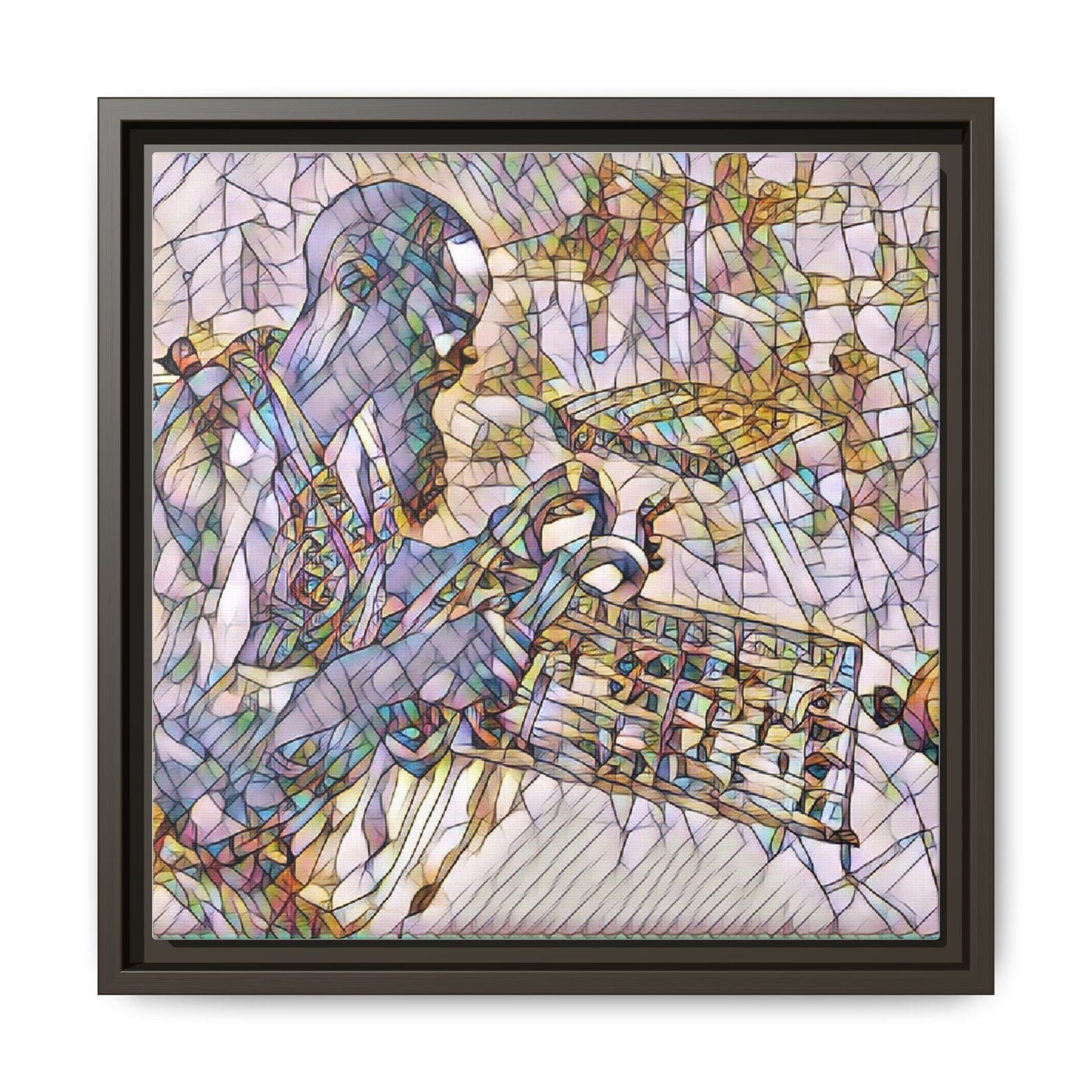 Framed Matte Canvas Art – Abstract Musician with Keyboard (Multi-Color)