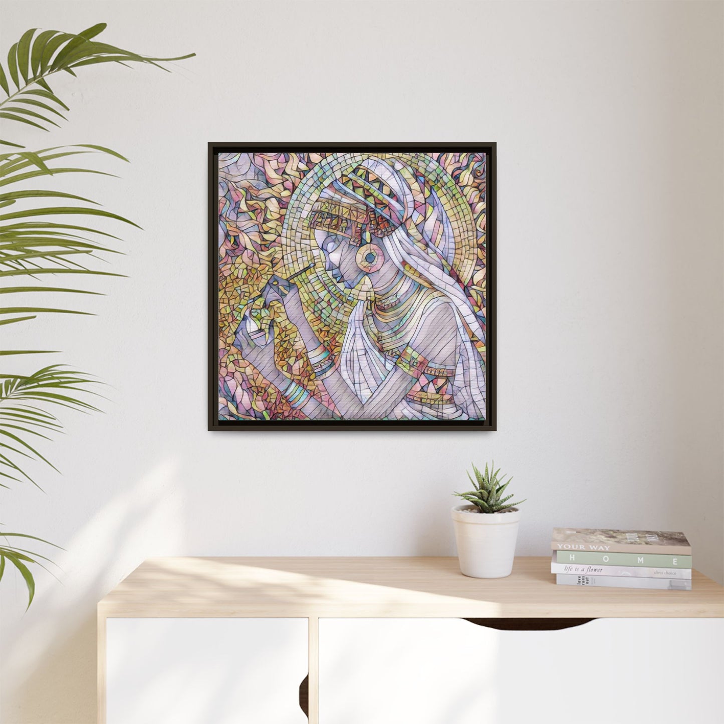 Egyptian Goddess Stained-Glass Matte Canvas (Framed)