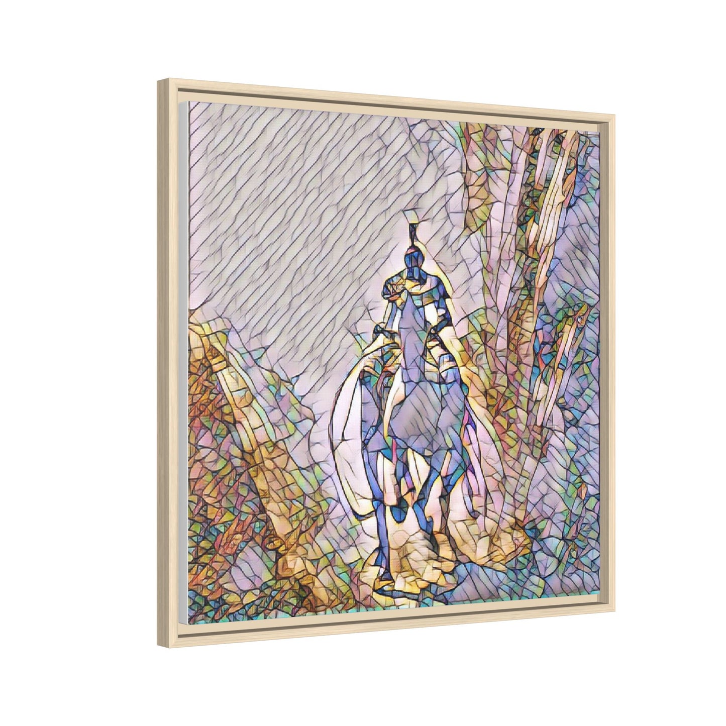Stained-Glass Knight Matte Framed Canvas Wall Art