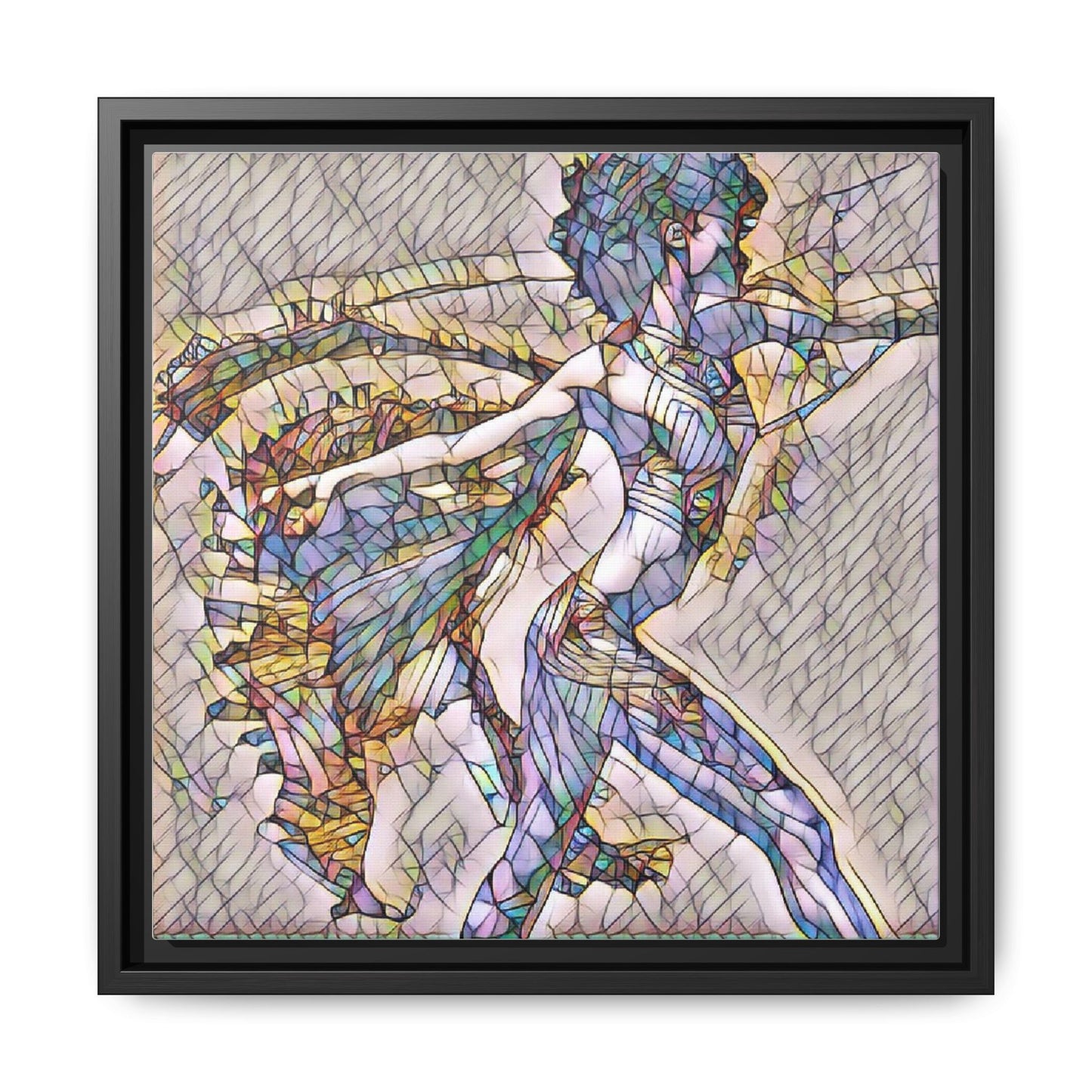Abstract Stained-Glass Dancer Framed Canvas Art