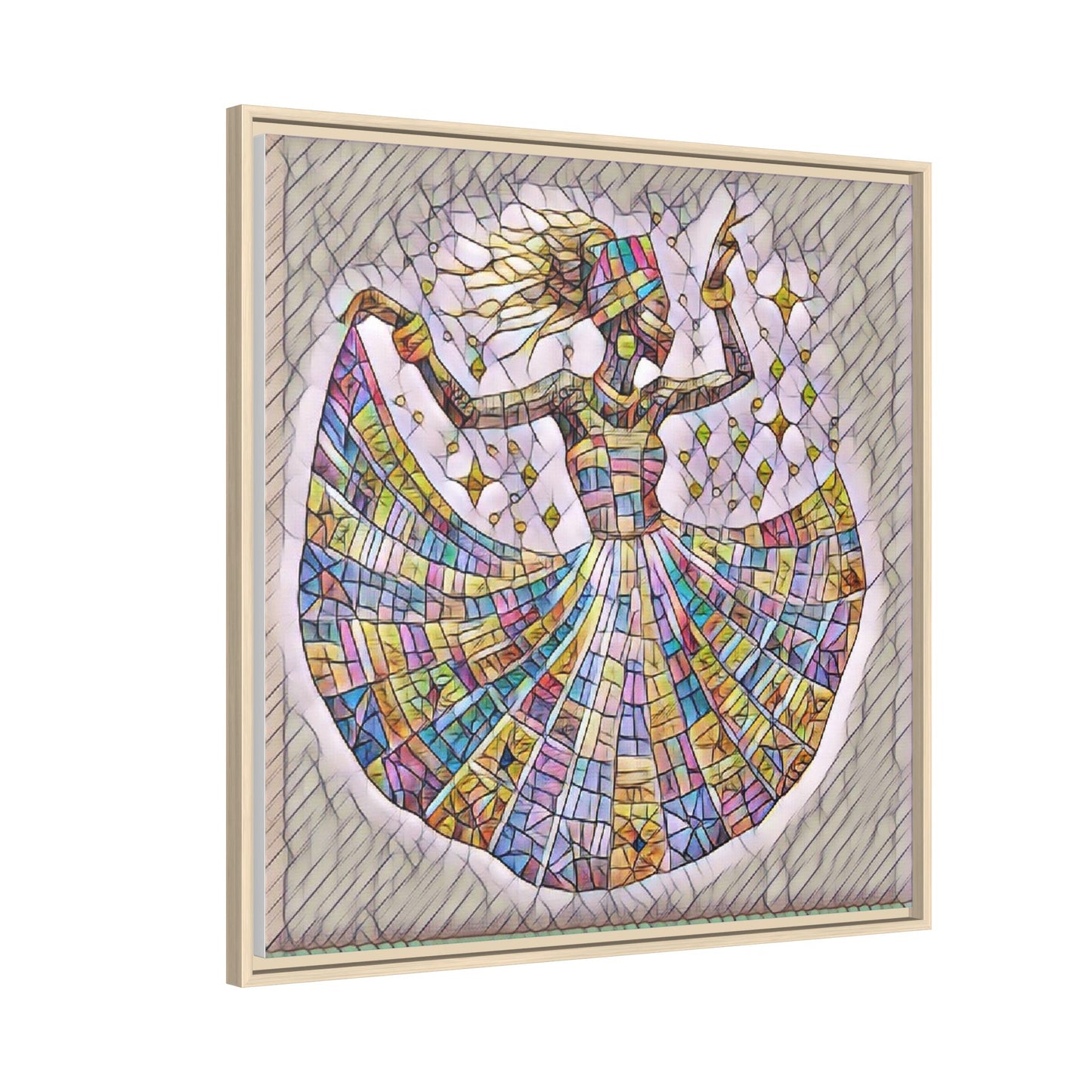 Colorful Mosaic Dance Framed Canvas Art