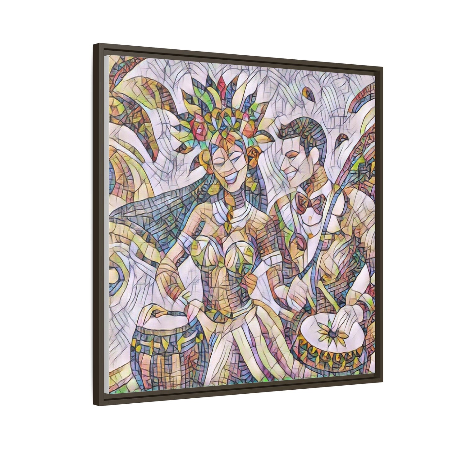 Carnival Samba Dancers Framed Canvas Art — Colorful Brazilian Festival Wall Decor