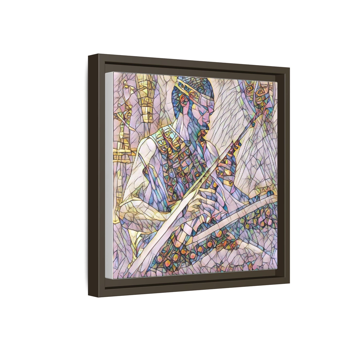 Framed Matte Canvas — Abstract Musician Stained-Glass Art Print
