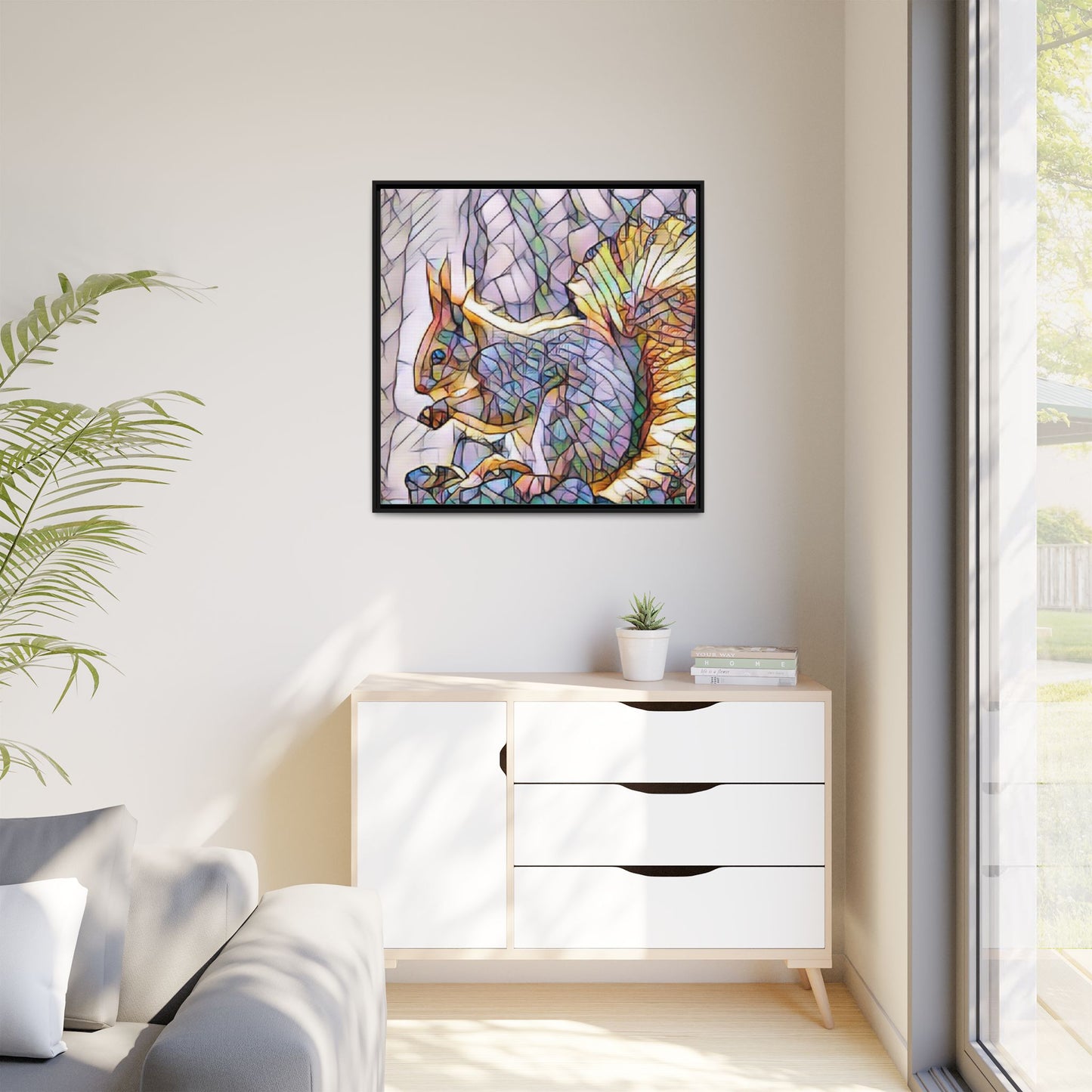 Framed Squirrel Mosaic Matte Canvas Wall Art
