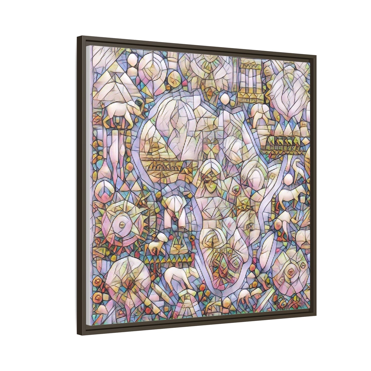 Abstract Stained-Glass Style Framed Canvas Print