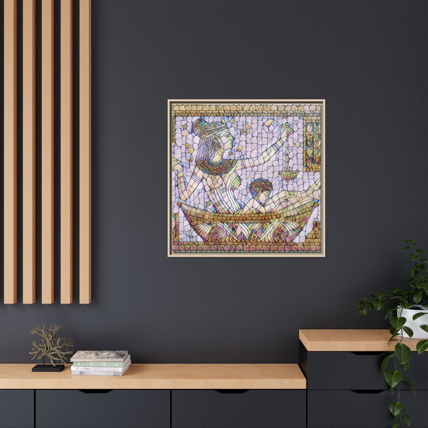 Egyptian Mosaic Goddess Matte Canvas Print (Framed)
