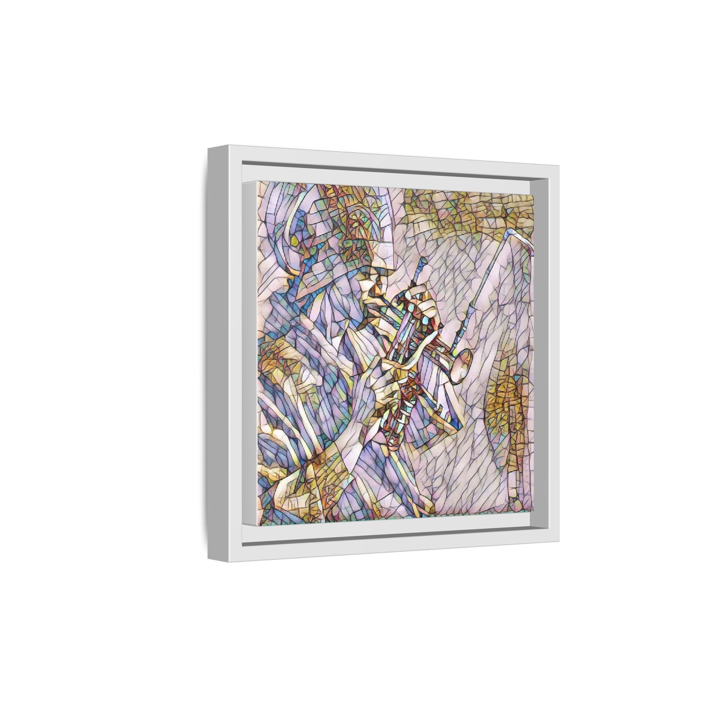 Framed Abstract Trumpet Player Matte Canvas Art