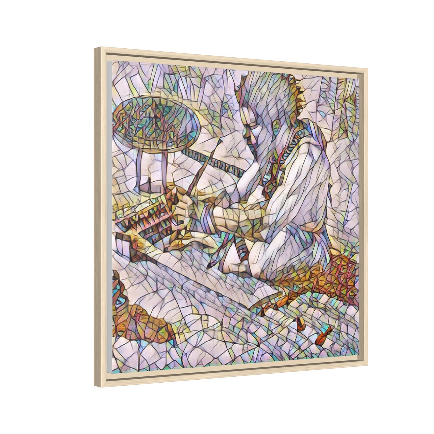 Framed Matte Canvas — Abstract Drummer Mosaic Wall Art