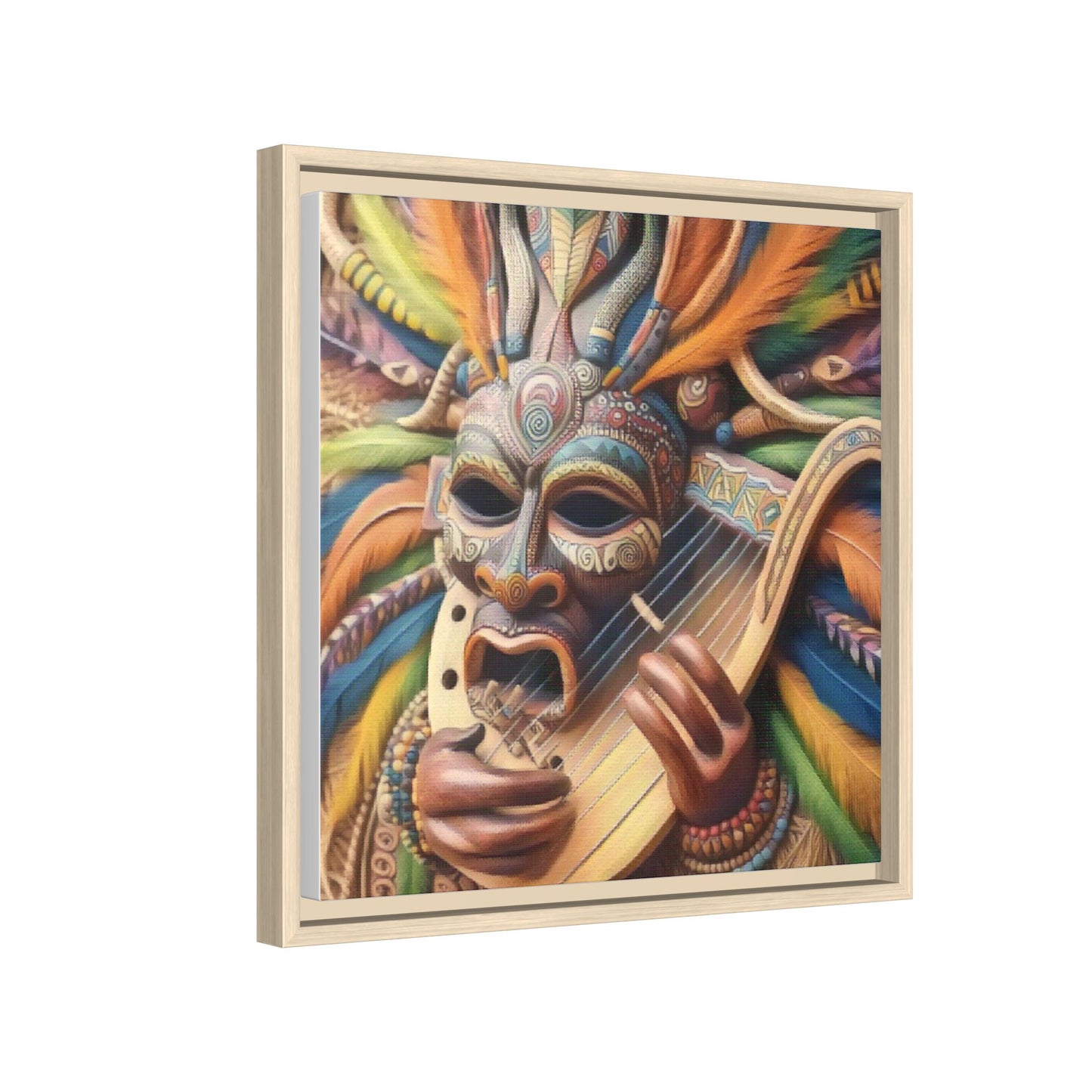 Colorful Tribal Mask Canvas — Framed Matte Wall Art