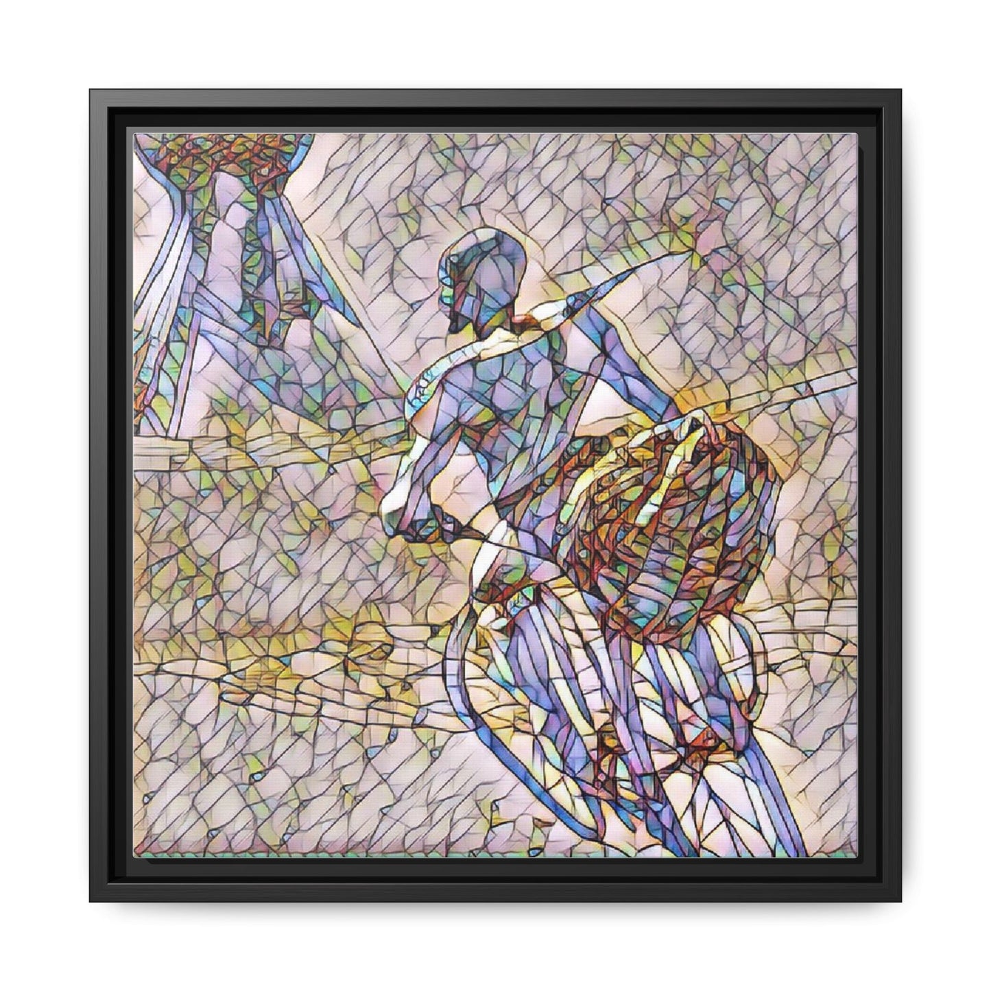 Abstract Stained-Glass Warrior Matte Framed Canvas