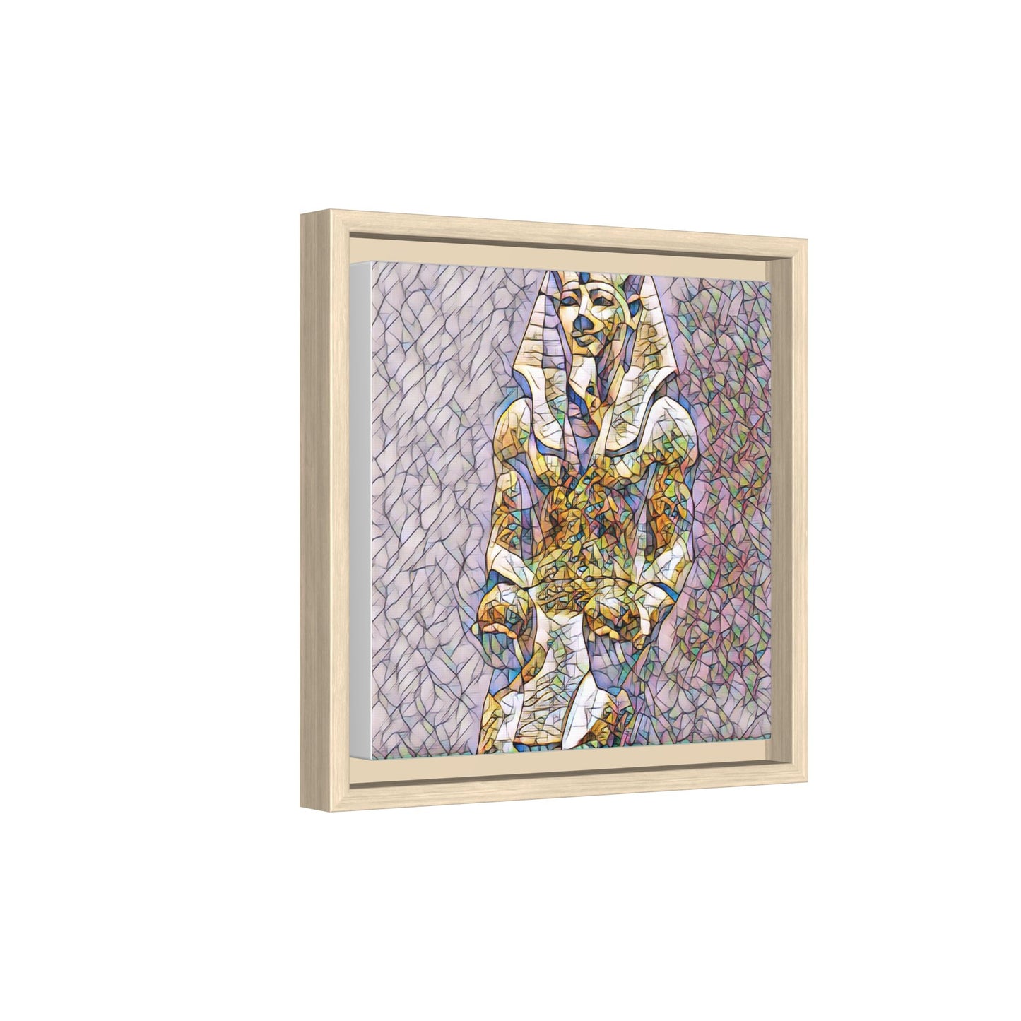 Framed Abstract Pharaoh Matte Canvas Wall Art — Multicolor Egyptian Statue Print