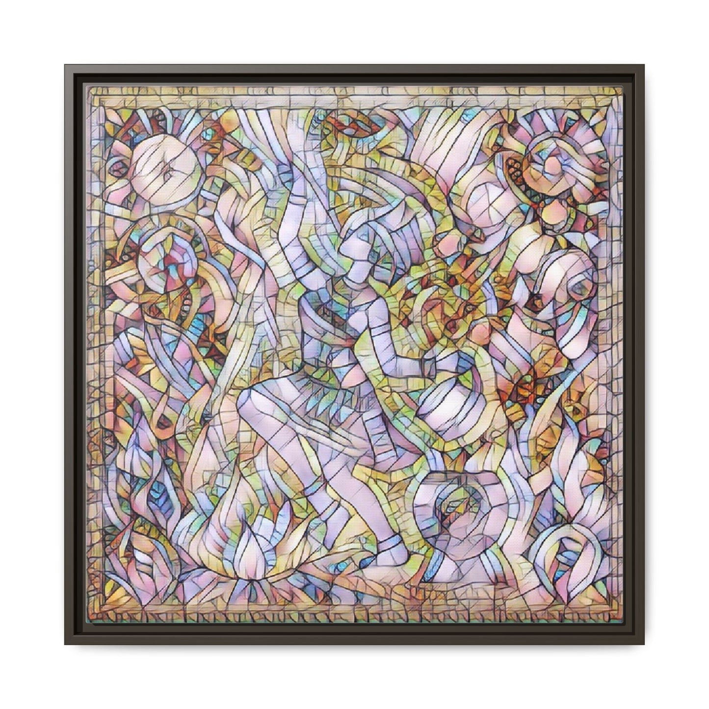Abstract Stained Glass Dance Matte Framed Canvas