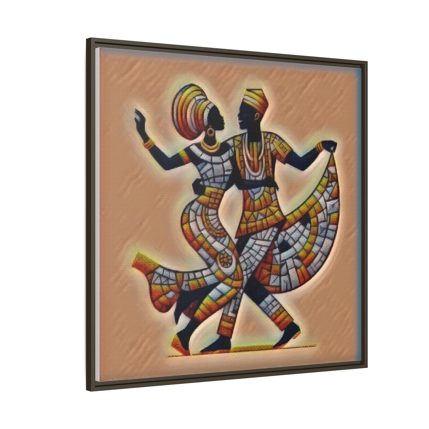 Framed African Dance Mosaic Art Print — Matte Canvas Wall Decor