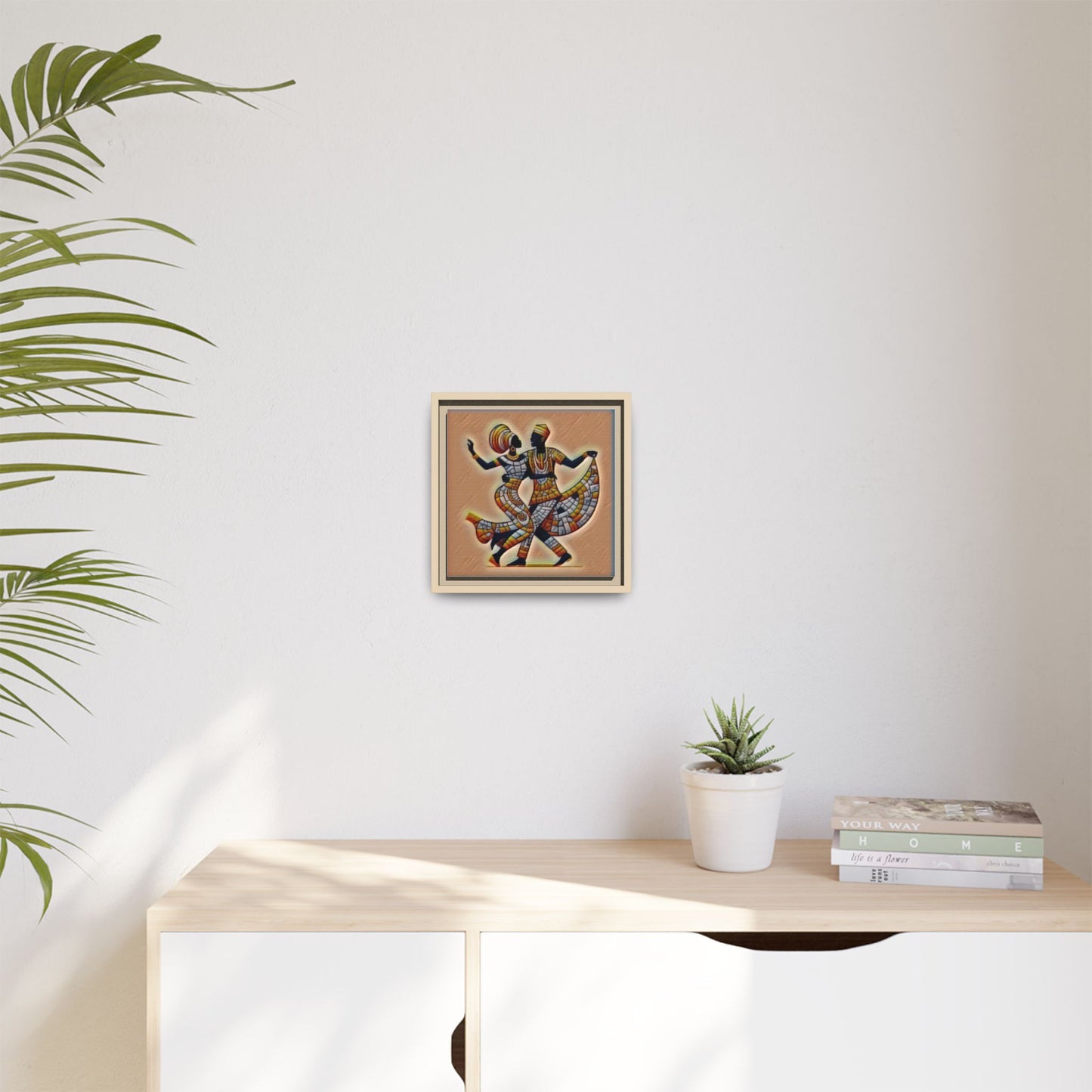 Framed African Dance Mosaic Art Print — Matte Canvas Wall Decor