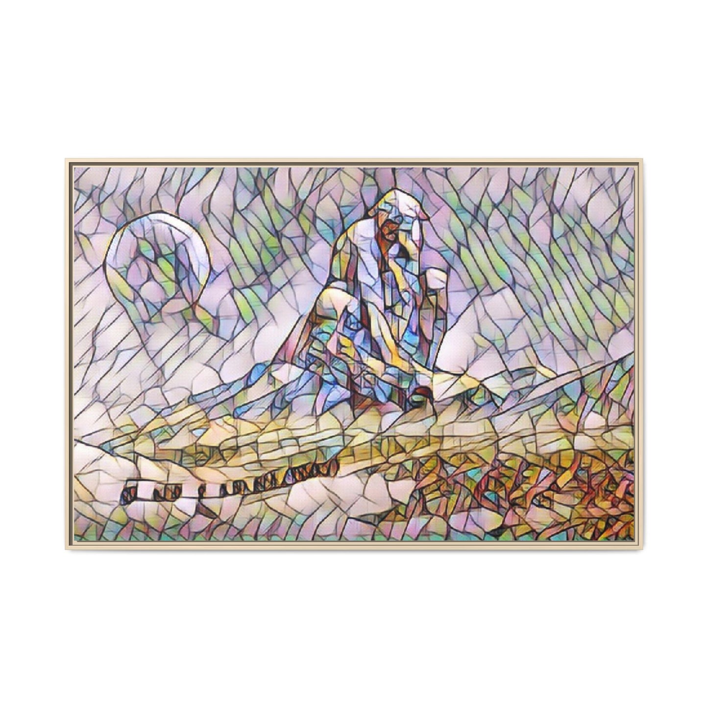 Stained-Glass Surfing Canvas Print — Framed Matte Wall Art