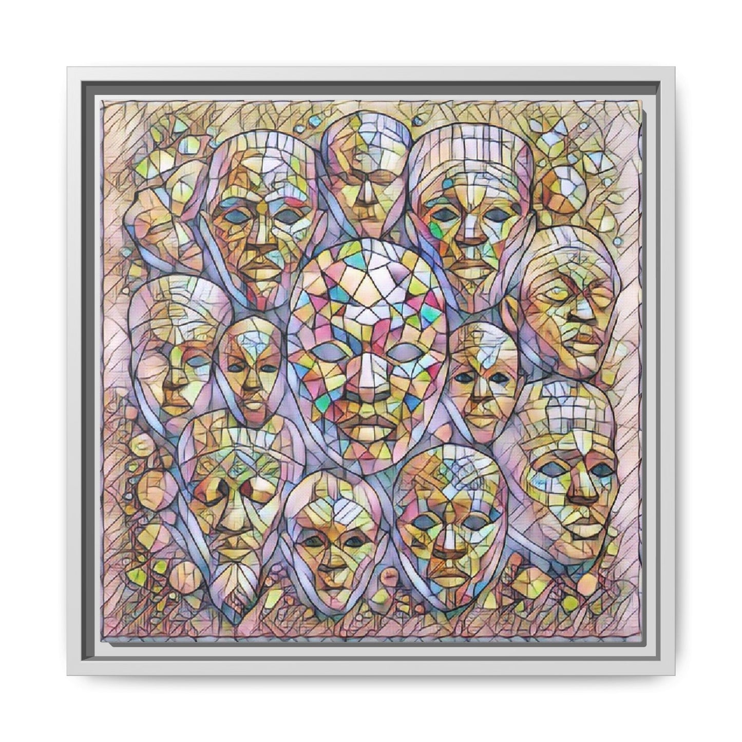 Framed Art Print — Mosaic Faces Matte Canvas
