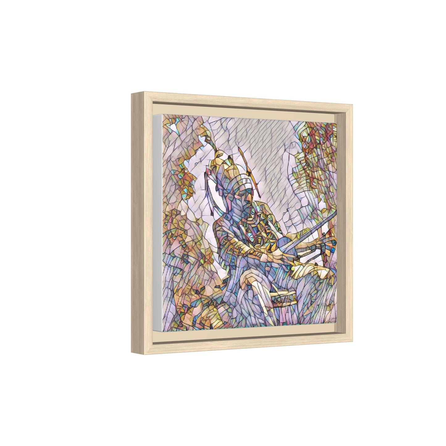 Framed Archery Canvas Print — Stained-Glass Archer Wall Art