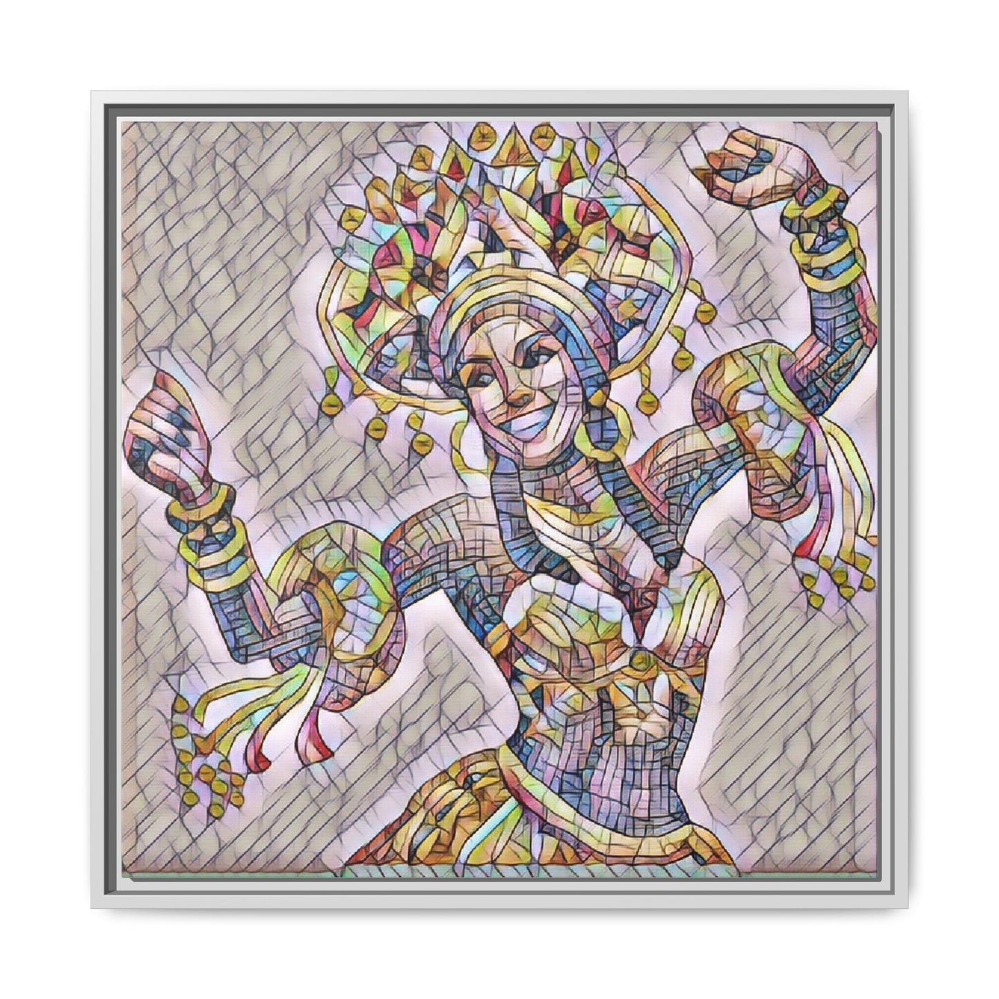 Framed Matte Canvas: Colorful Carnival Dancer Artwork – Vibrant Ethnic Dance Wall Art