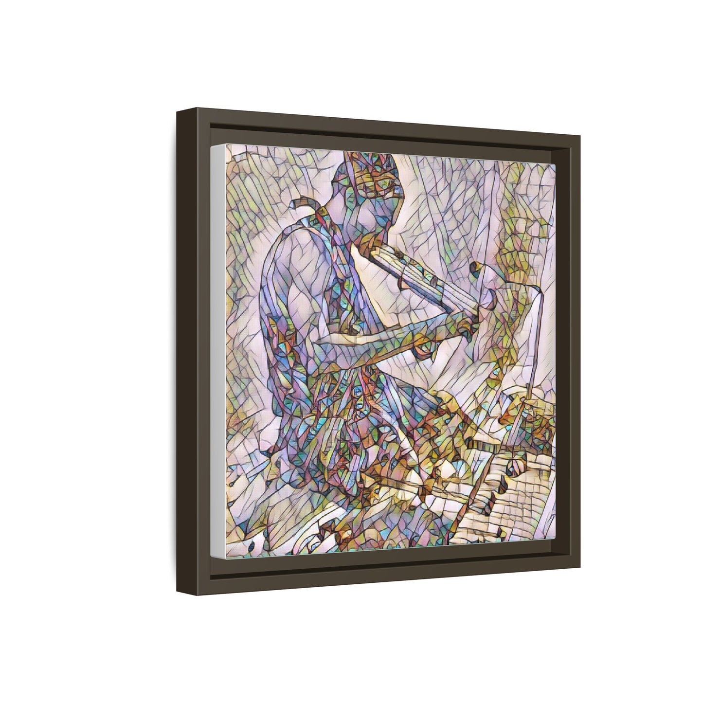 Abstract Violinist Matte Framed Canvas – Colorful Musical Art Print