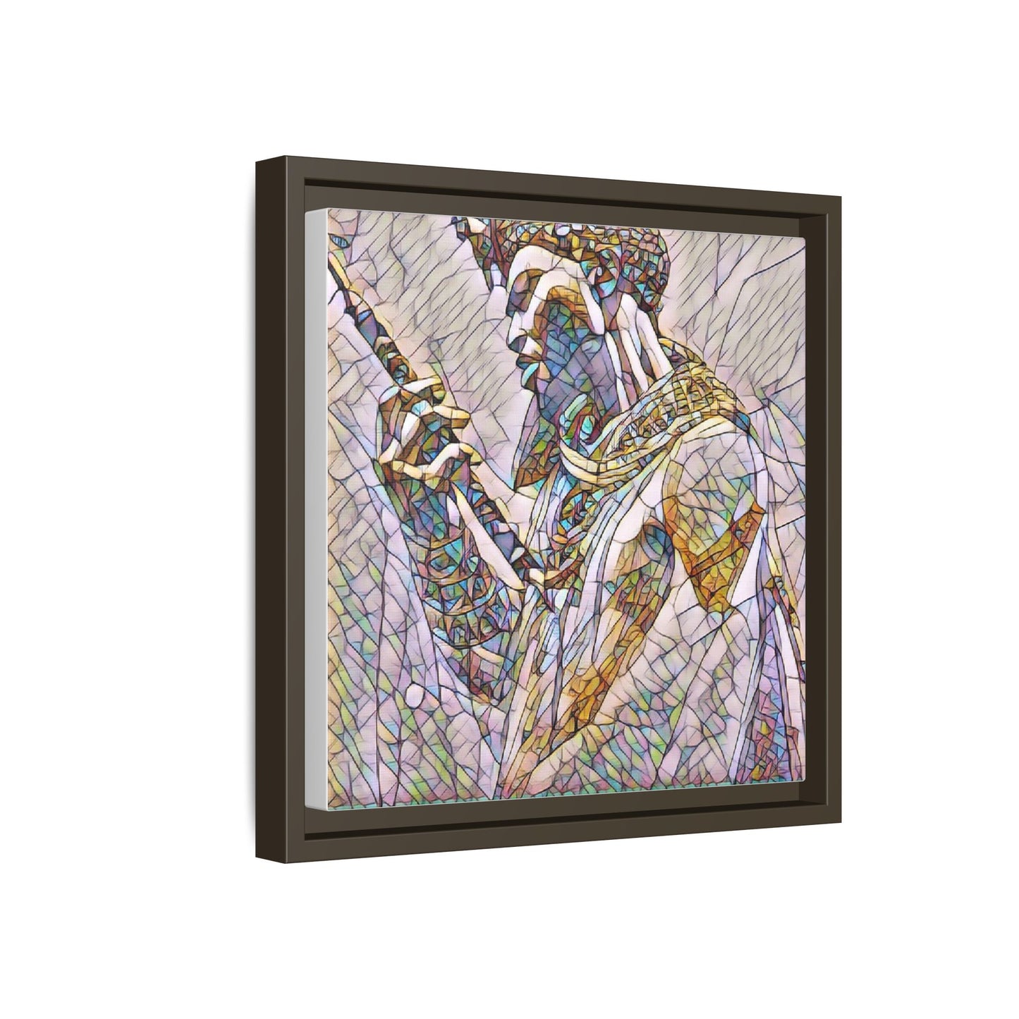 Egyptian Pharaoh Stained Glass Art — Framed Matte Canvas