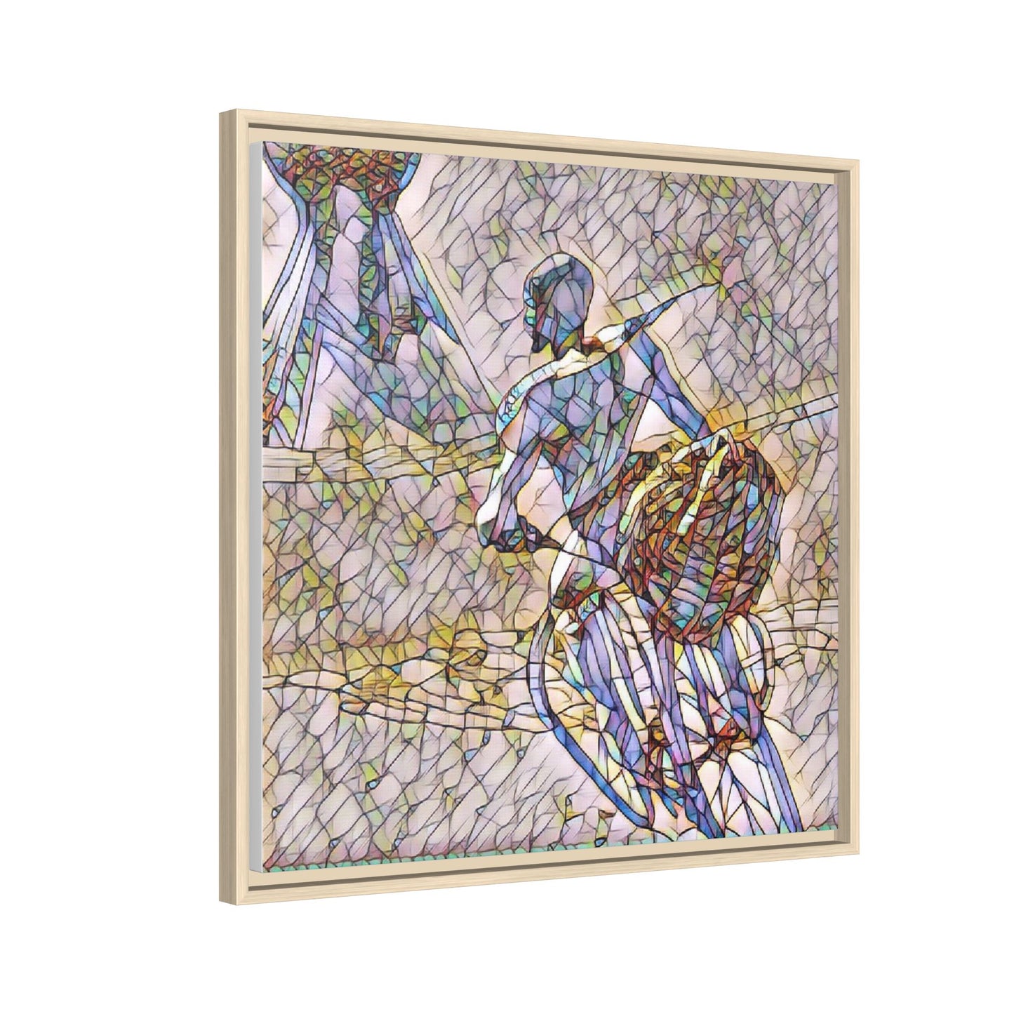 Abstract Stained-Glass Warrior Matte Framed Canvas