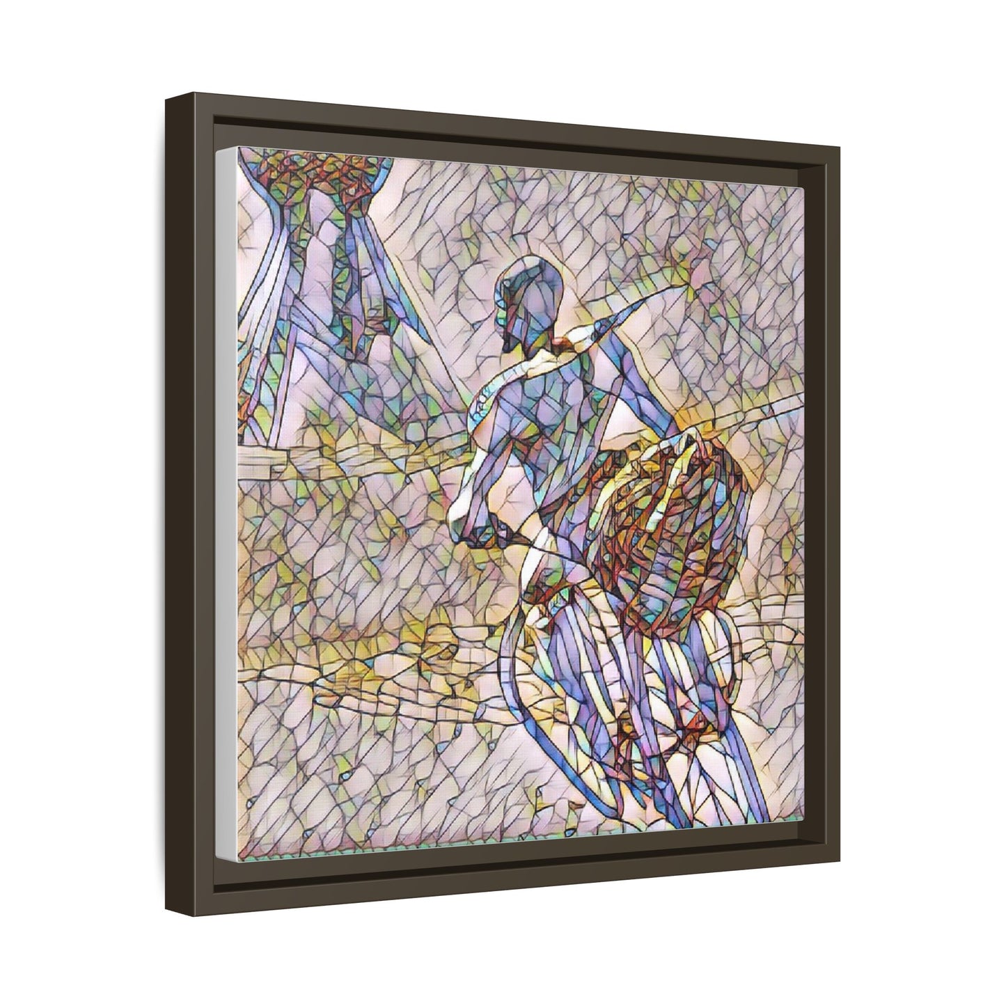 Abstract Stained-Glass Warrior Matte Framed Canvas