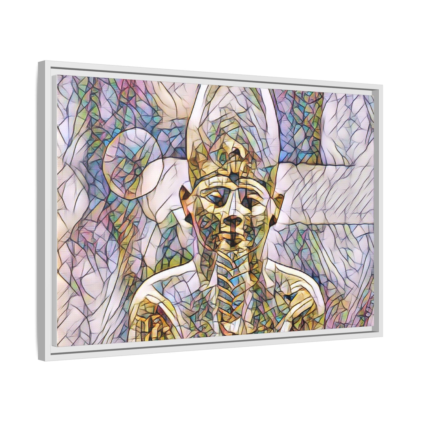 Egyptian Pharaoh Stained-Glass Style Matte Canvas Print, Framed