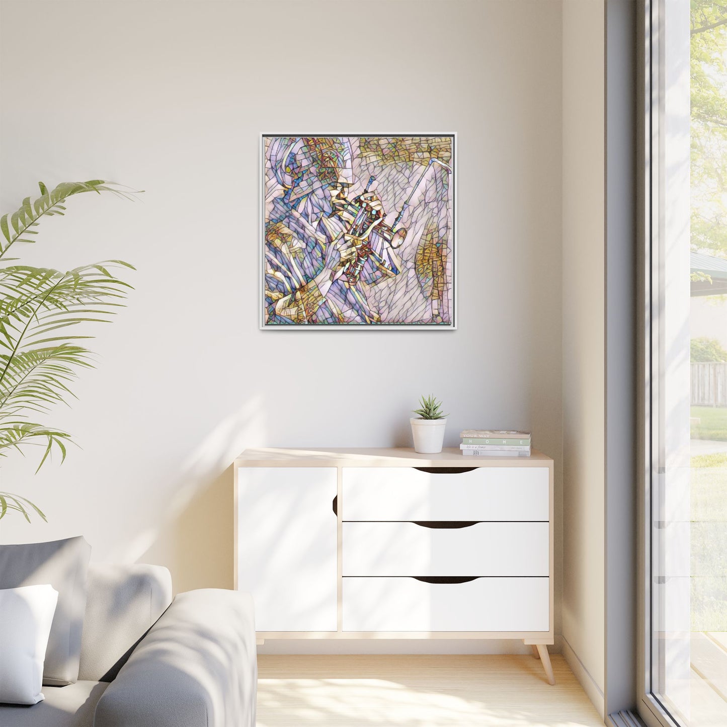 Framed Abstract Trumpet Player Matte Canvas Art