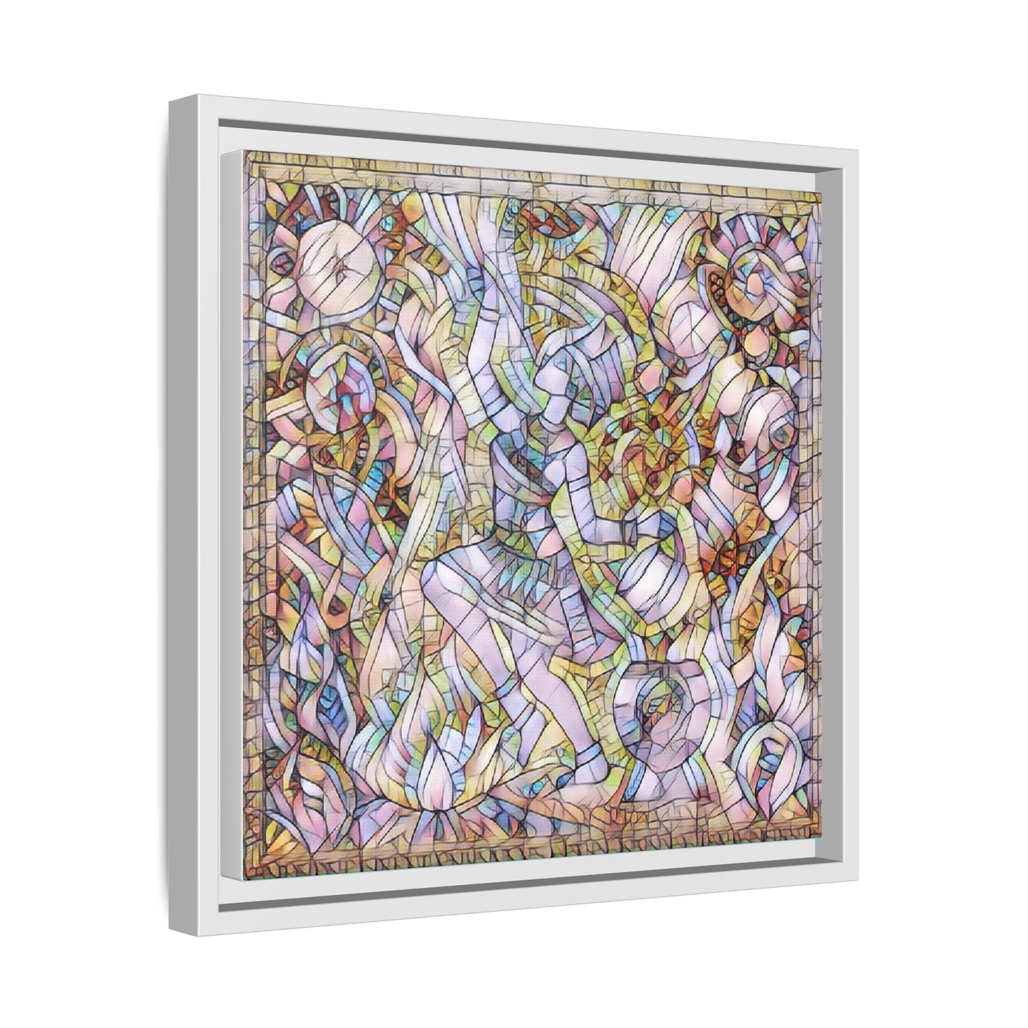 Abstract Stained Glass Dance Matte Framed Canvas