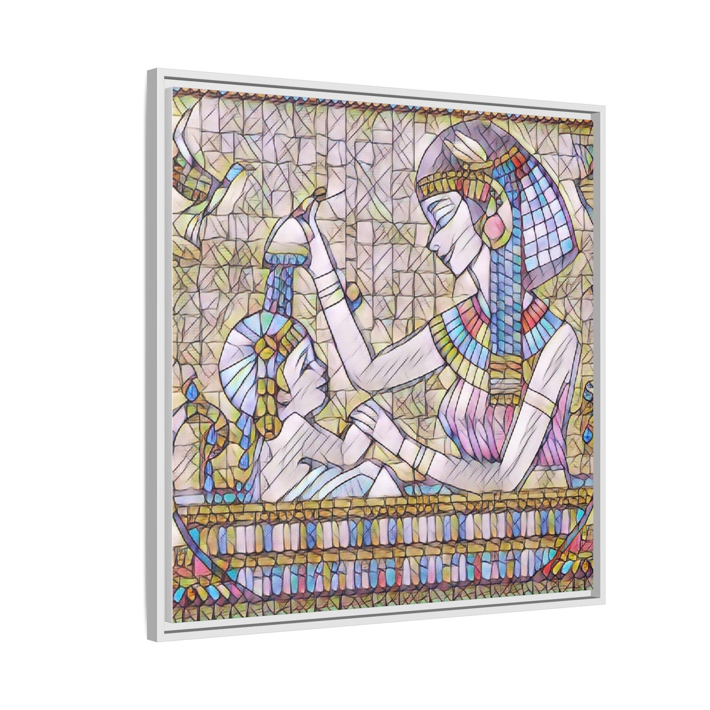 Egyptian Mosaic Mother & Child Framed Matte Canvas