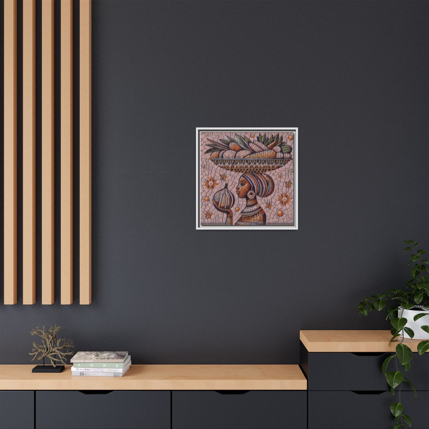Egyptian Mosaic Goddess Matte Framed Canvas Wall Art