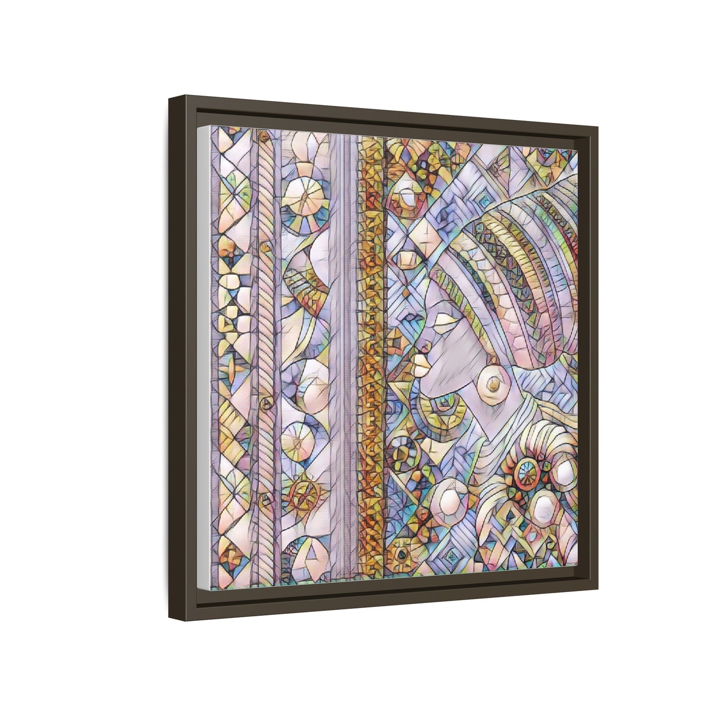 Afrocentric Stained-Glass Portrait Matte Framed Canvas