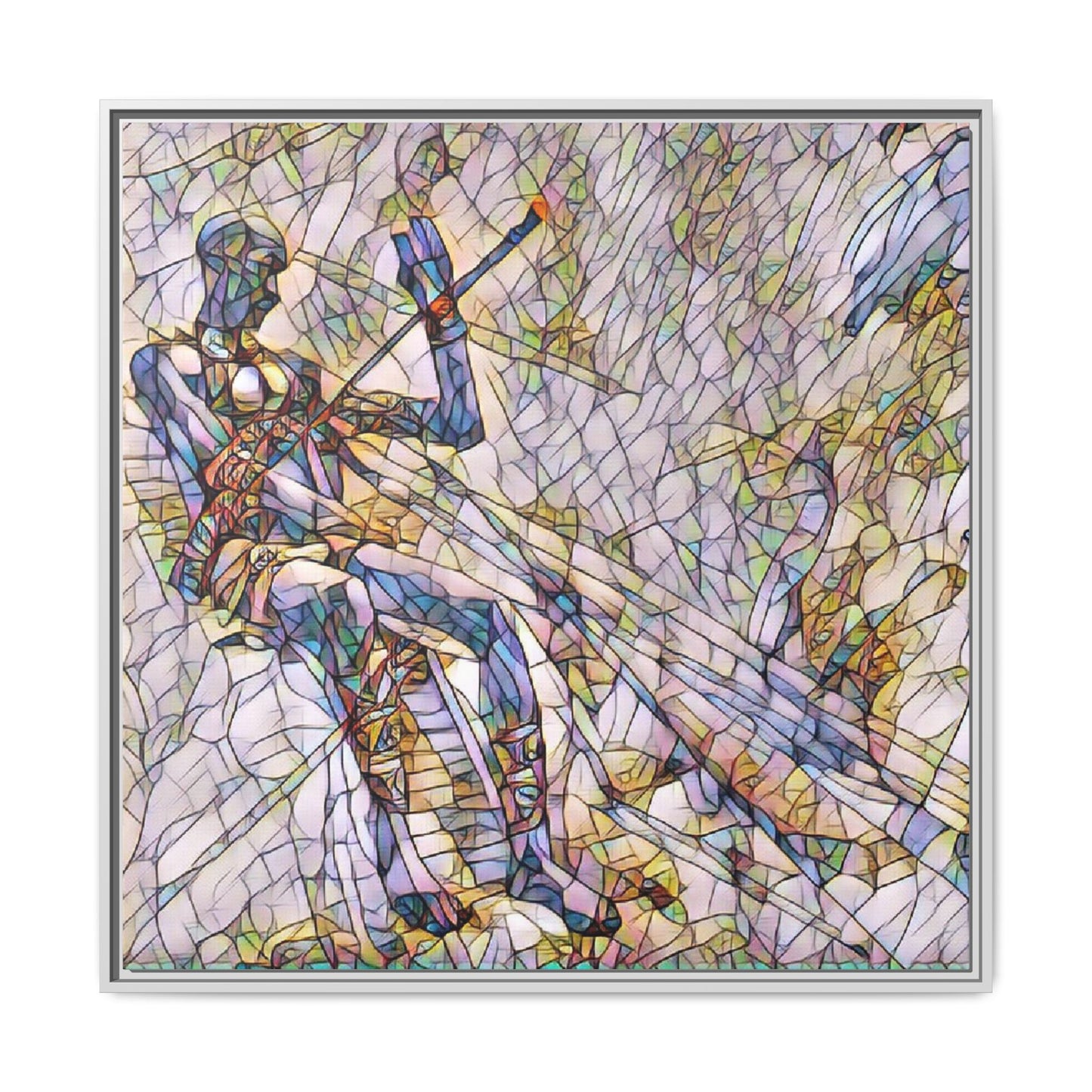 Abstract Stained-Glass Warrior Framed Canvas