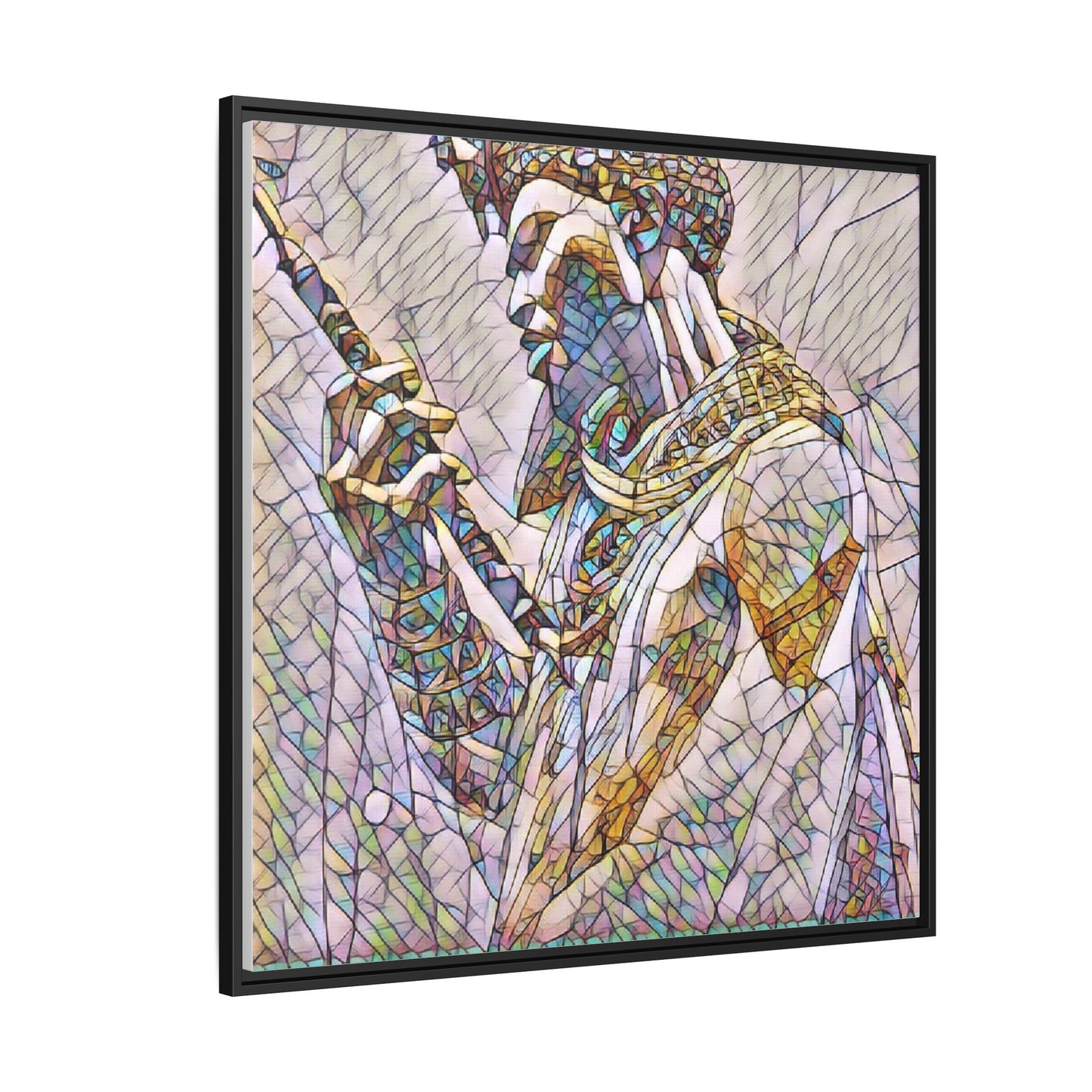 Egyptian Pharaoh Stained Glass Art — Framed Matte Canvas